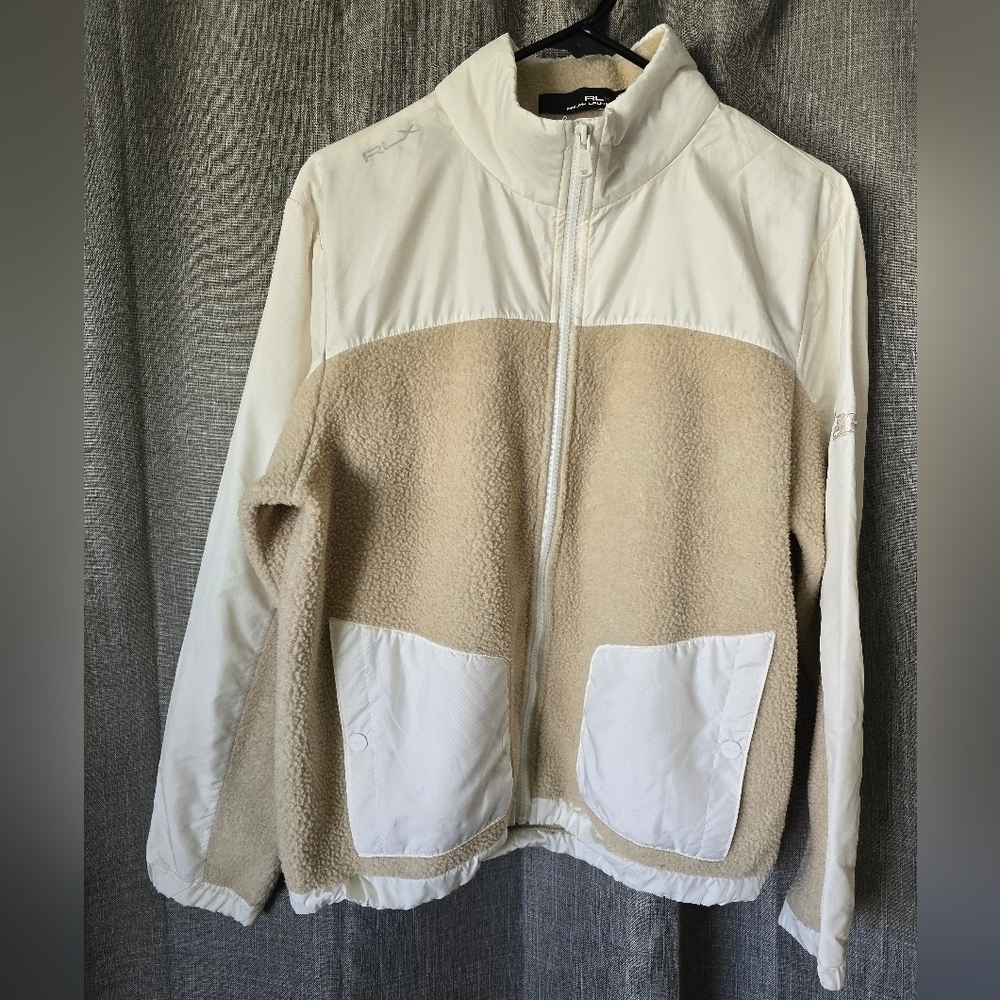 RLX Ralph Lauren Sherpa Full Zip Hybrid White/Tan Jacket Size L